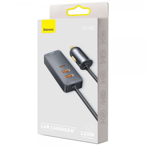 Baseus Mobillader til bil Share Together 120W 2 USB-A & 2 USB-C Svart