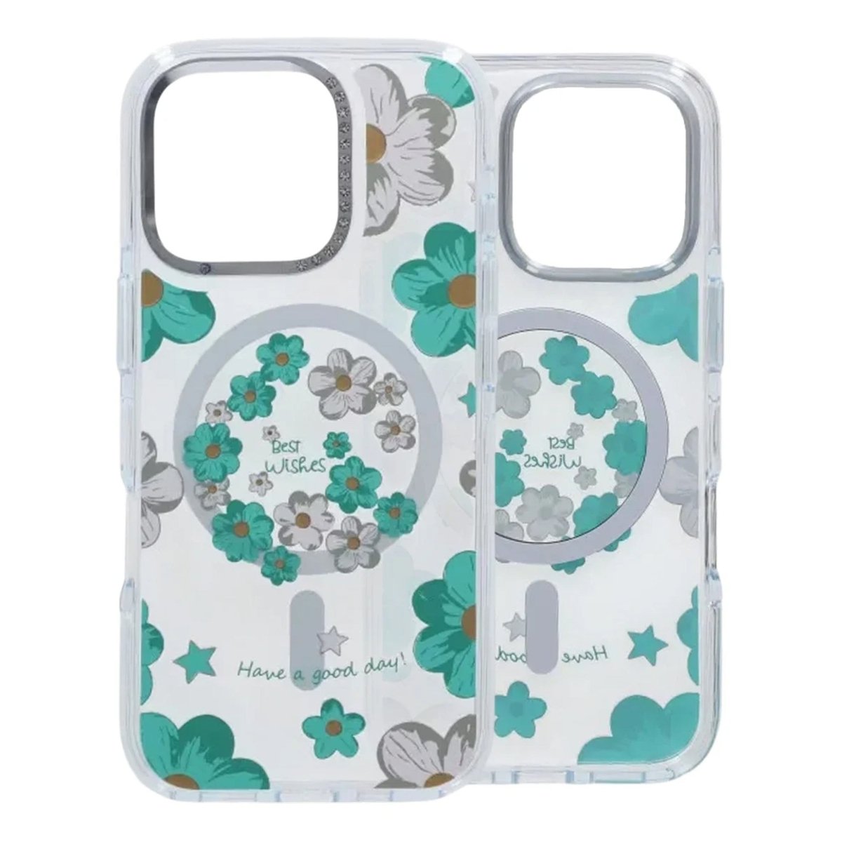 iPhone 16 Pro Deksel med blomstermønster, MagSafe, Grønn