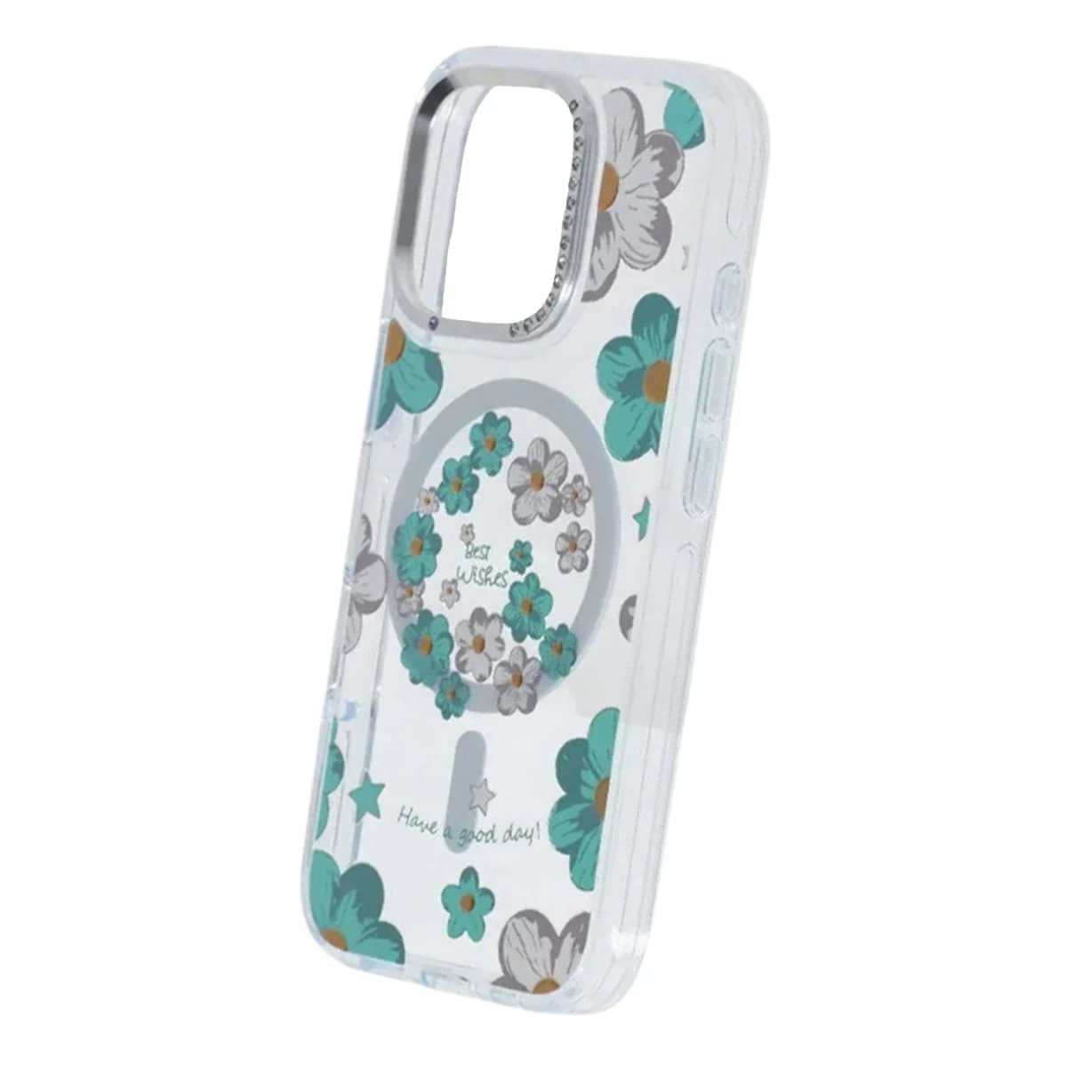 iPhone 16 Pro Deksel med blomstermønster, MagSafe, Grønn