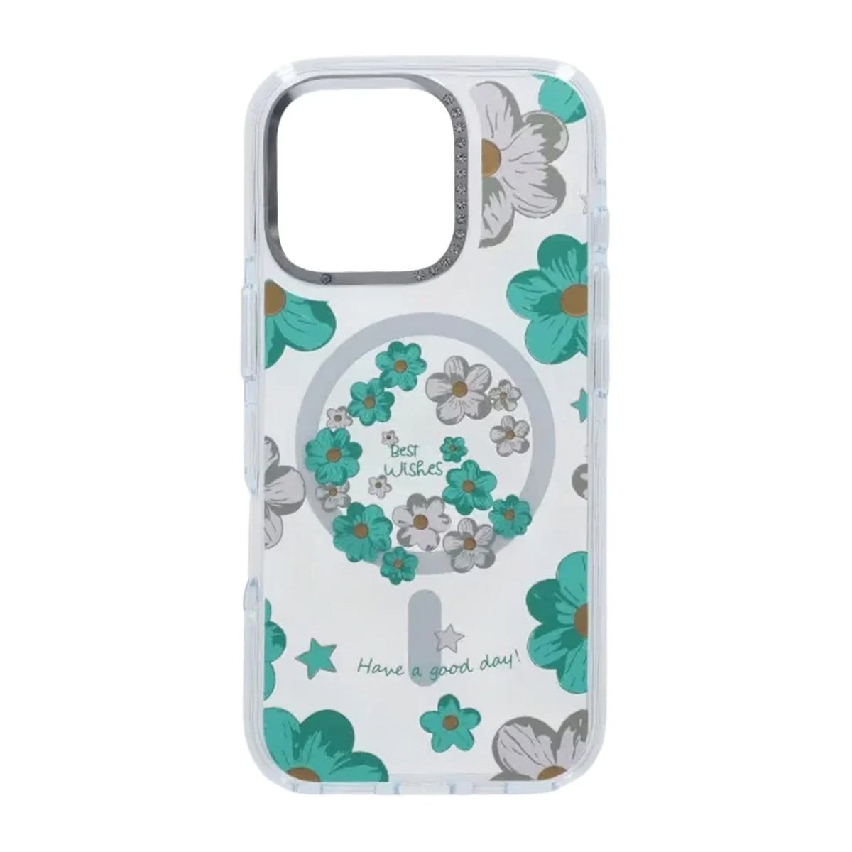 iPhone 16 Pro Deksel med blomstermønster, MagSafe, Grønn