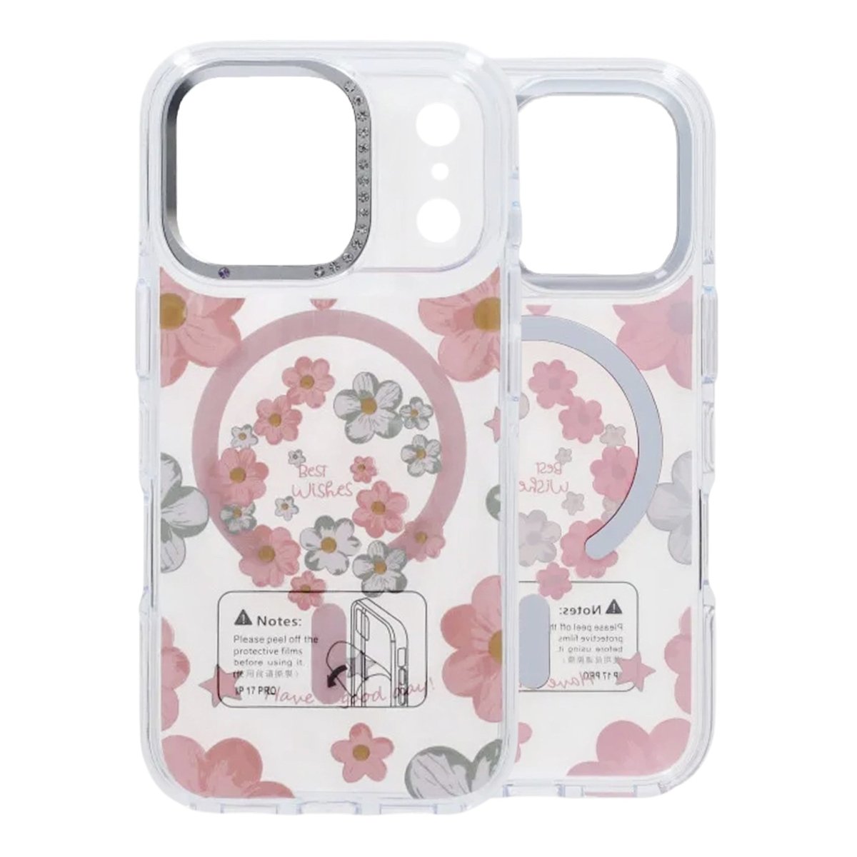 iPhone 17 Pro Max Deksel med blomstermønster MagSafe Rosa