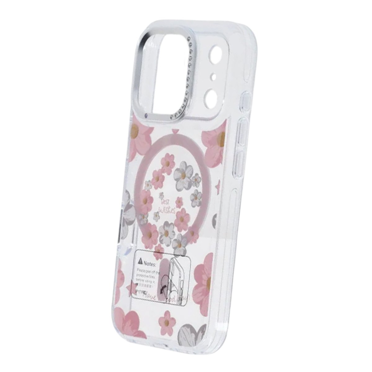 iPhone 17 Pro Deksel med blomstermønster MagSafe Rosa