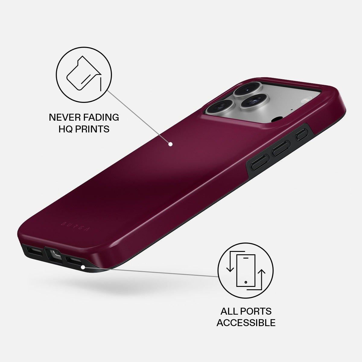 Burga iPhone 18 Pro Max Deksel Tough MagSafe Dark Cherry