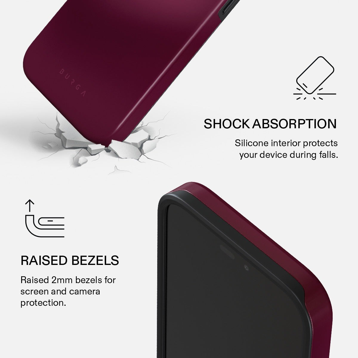 Burga iPhone 18 Pro Max Deksel Tough MagSafe Dark Cherry