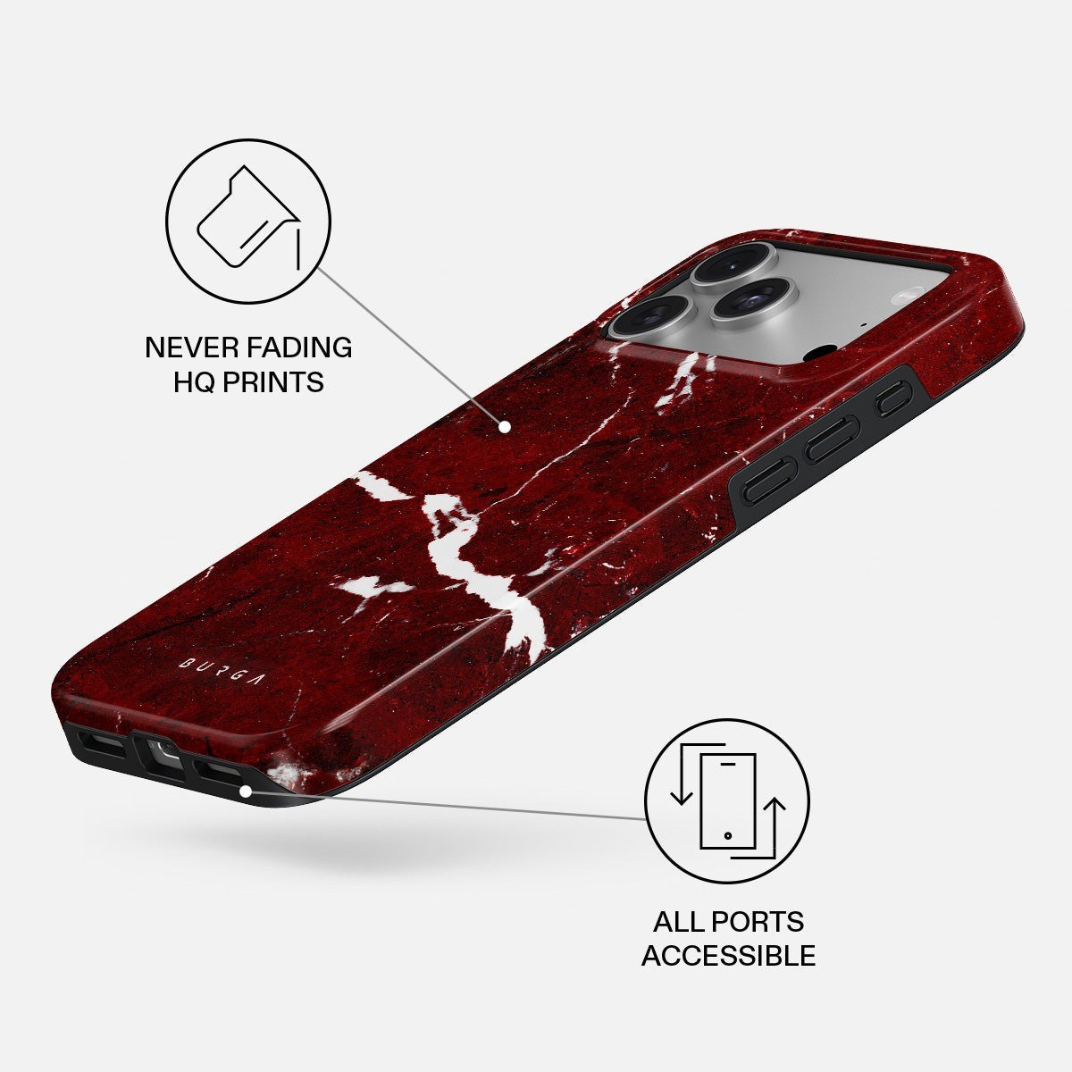 Burga iPhone 18 Pro Max Deksel Tough MagSafe Iconic Red Ruby