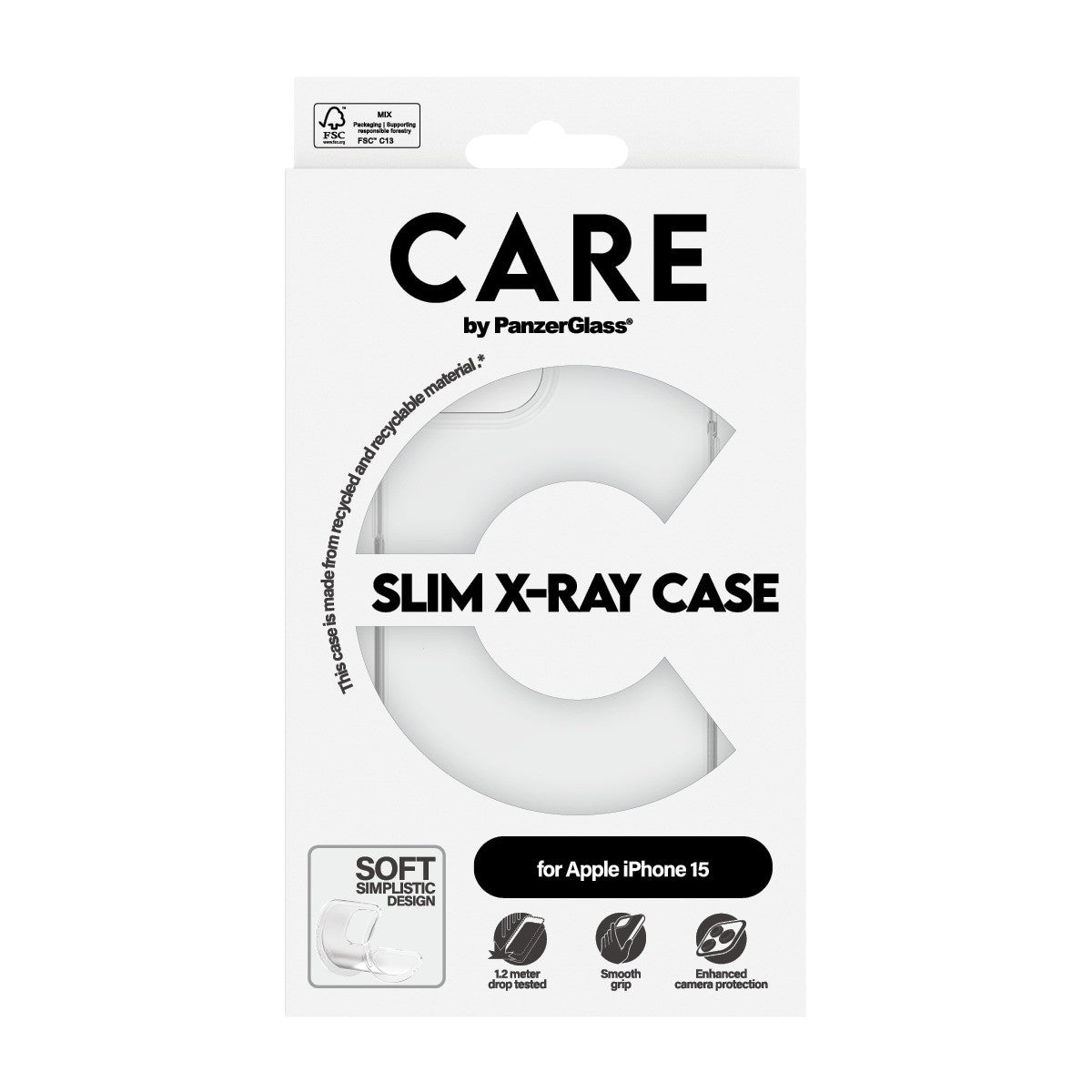CARE by PanzerGlass iPhone 15 Deksel X-Ray Klar