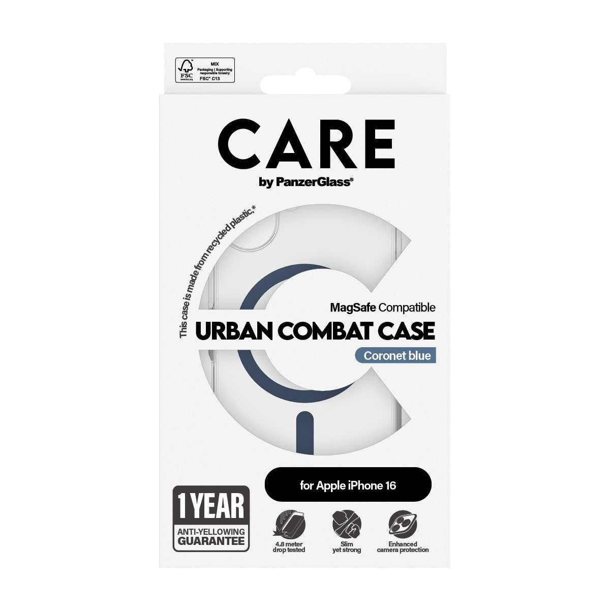 CARE by PanzerGlass iPhone 16 Deksel Urban Combat MagSafe Blå