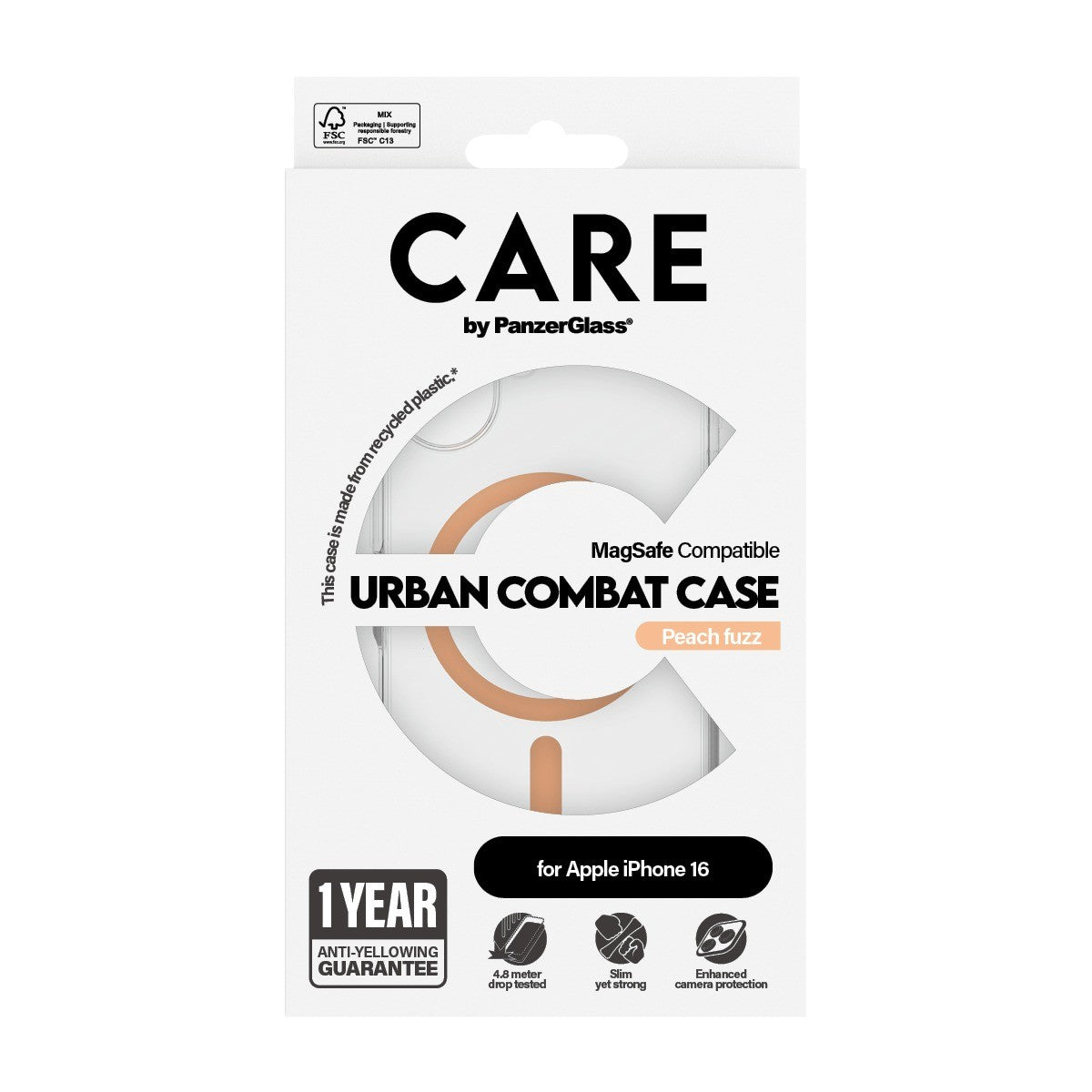 CARE by PanzerGlass iPhone 16 Deksel Urban Combat MagSafe Peachy