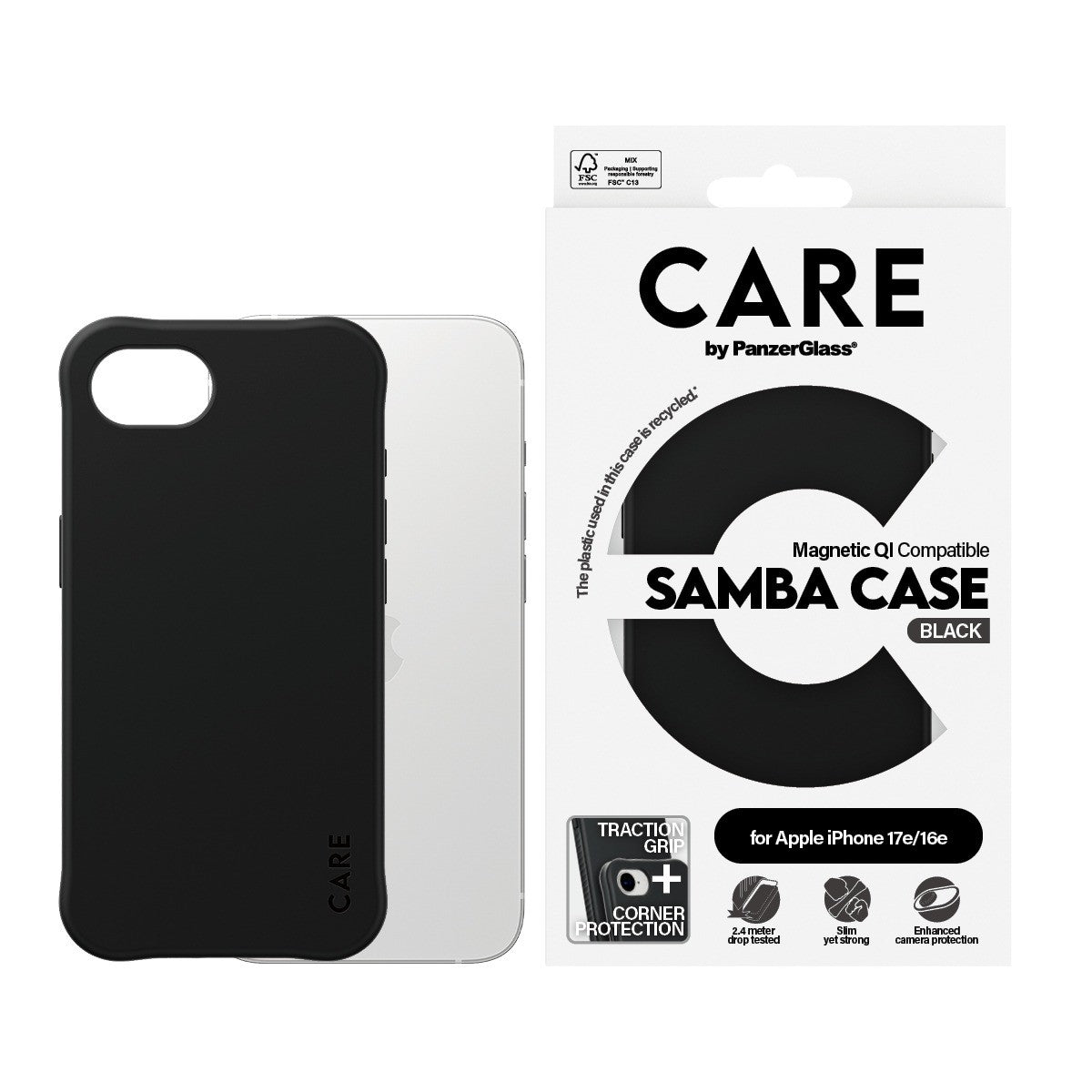 CARE by PanzerGlass iPhone 16e/iPhone 17e Deksel Samba MagSafe Svart