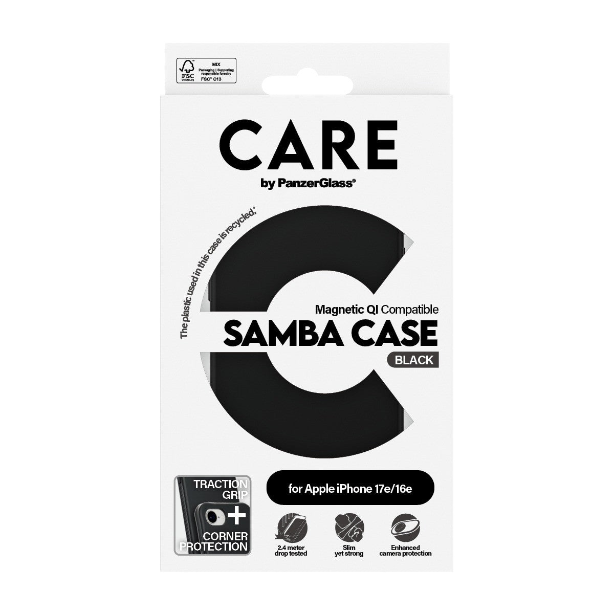 CARE by PanzerGlass iPhone 16e/iPhone 17e Deksel Samba MagSafe Svart