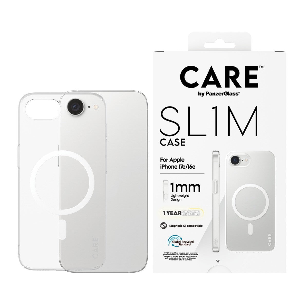 CARE by PanzerGlass iPhone 16e/iPhone 17e Deksel SL1M MagSafe Klar