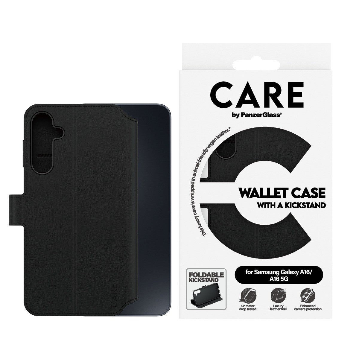 CARE by PanzerGlass Samsung Galaxy A16 Etui Wallet Kickstand Svart