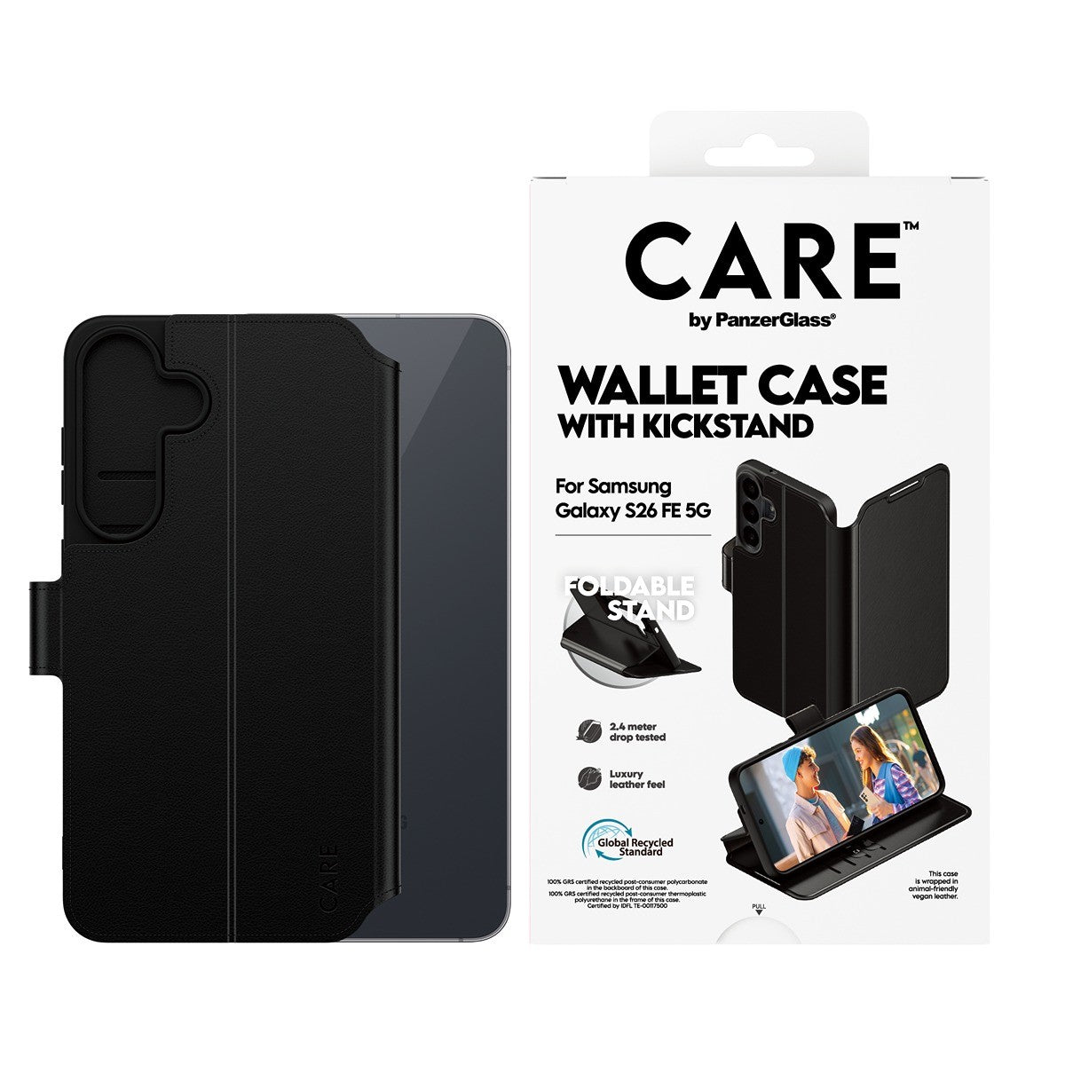 CARE by PanzerGlass Samsung Galaxy S26 FE Etui Wallet Kickstand Svart