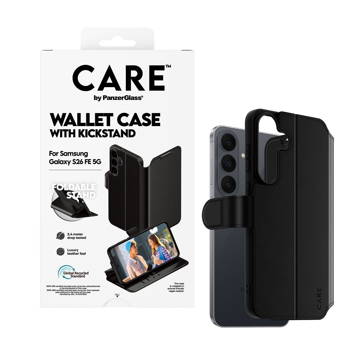 CARE by PanzerGlass Samsung Galaxy S26 FE Etui Wallet Kickstand Svart