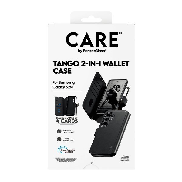 CARE by PanzerGlass Samsung Galaxy S26 Plus Etui Tango Two-in-One Wallet MagSafe Svart