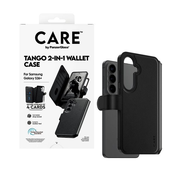 CARE by PanzerGlass Samsung Galaxy S26 Plus Etui Tango Two-in-One Wallet MagSafe Svart