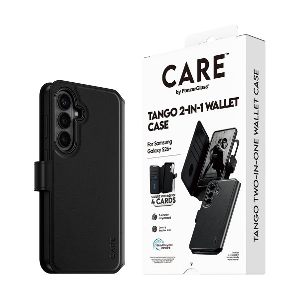 CARE by PanzerGlass Samsung Galaxy S26 Plus Etui Tango Two-in-One Wallet MagSafe Svart
