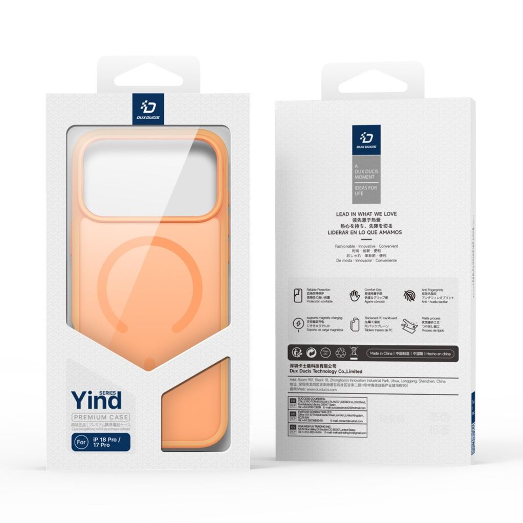 Dux Ducis iPhone 17 Pro/iPhone 18 Pro Deksel Yind Series MagSafe Oransje