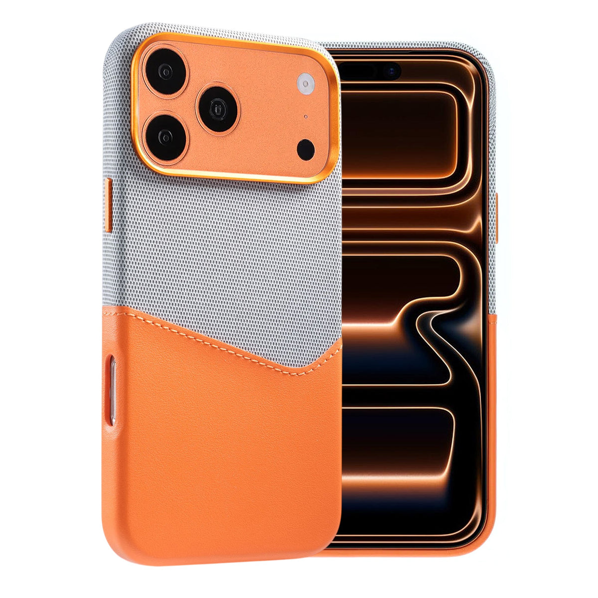 iPhone 17 Pro/iPhone 18 Pro Deksel i lær med Kortholder og MagSafe Oransje