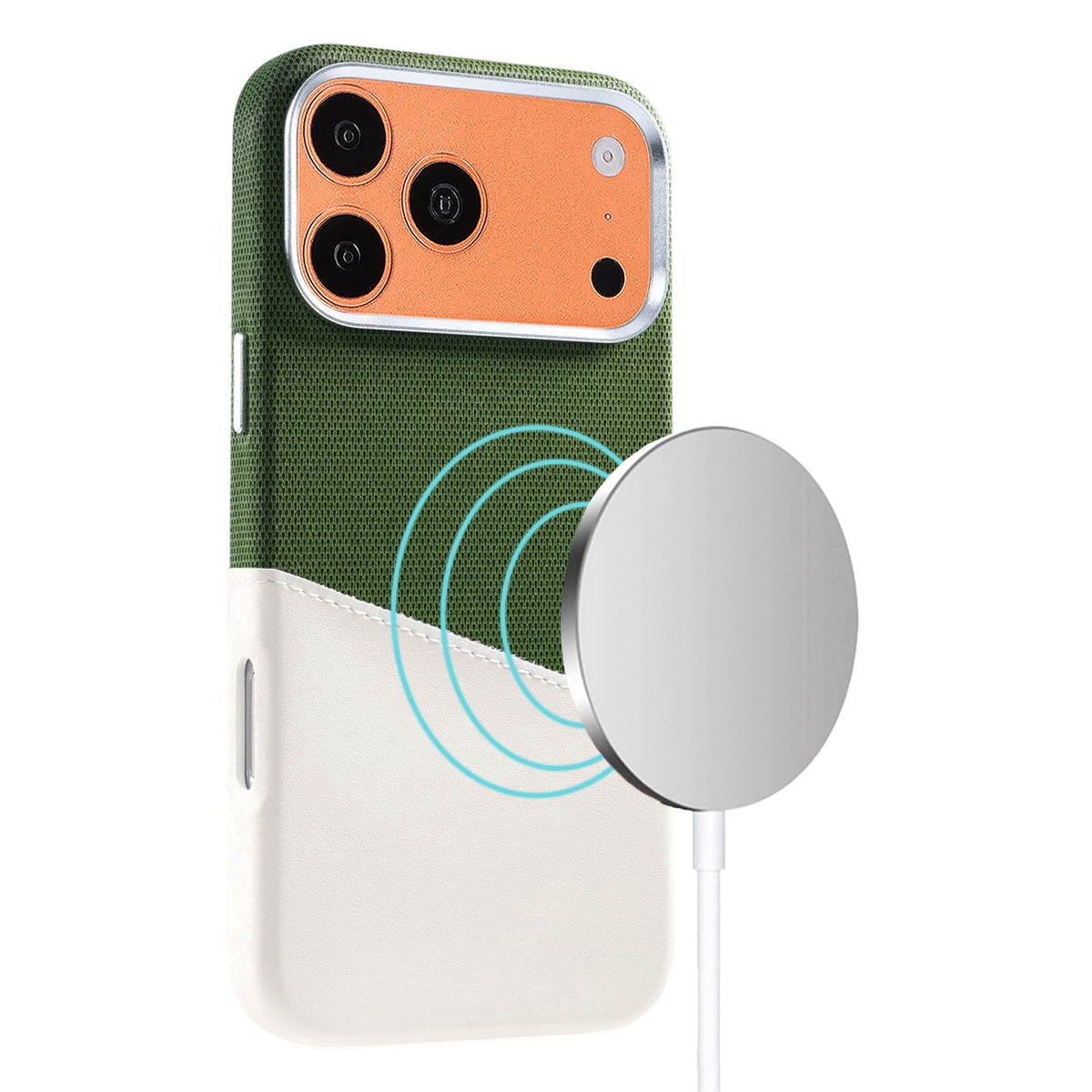 iPhone 17 Pro Max/iPhone 18 Pro Max Deksel i skinn Kortholder MagSafe Hvit