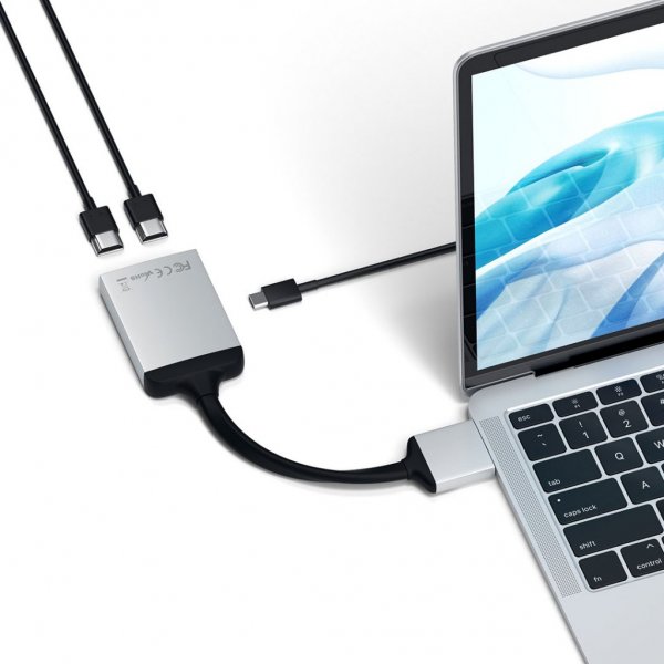 Satechi USB-C dubbel HDMI-Adapter Sølv