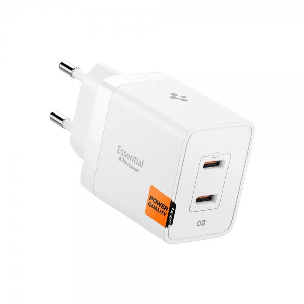 Spigen Essential Lader 47W 2xUSB-C Hvit