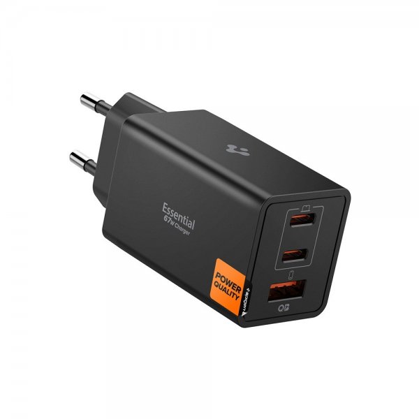 Spigen Essential Lader 67W 2xUSB-C 1xUSB-A Svart