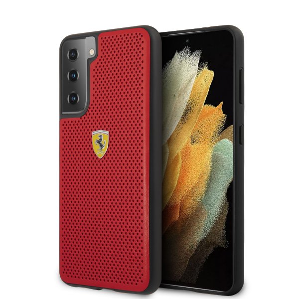 Ferrari Samsung Galaxy S21 Deksel Logo Perforert Rød