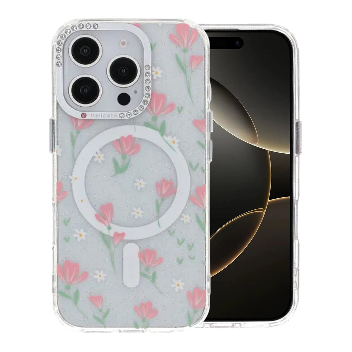 iPhone 16 Pro Deksel blomstrete MagSafe Rosa