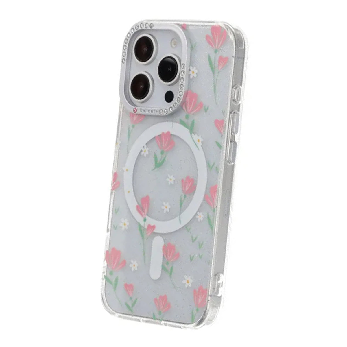 iPhone 16 Pro Deksel blomstrete MagSafe Rosa