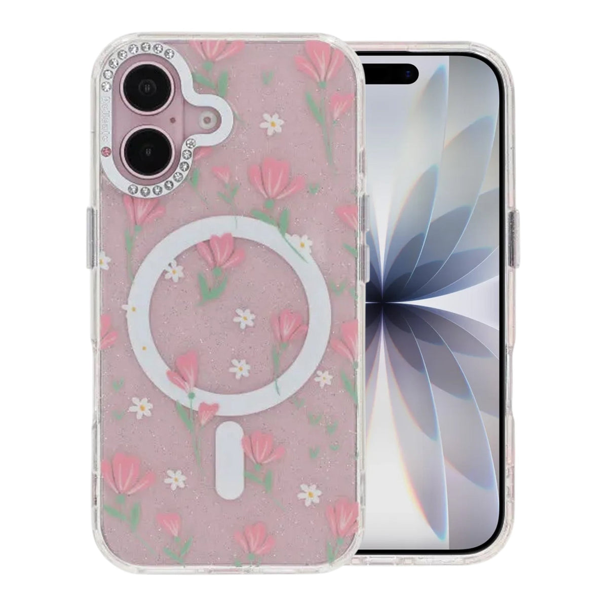 iPhone 17 Deksel Blomstret MagSafe Rosa