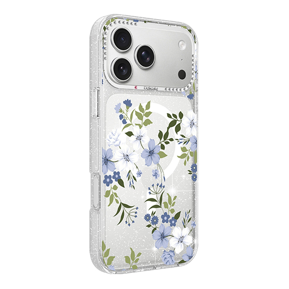 iPhone 17 Pro Deksel Blomstermønster MagSafe Blå