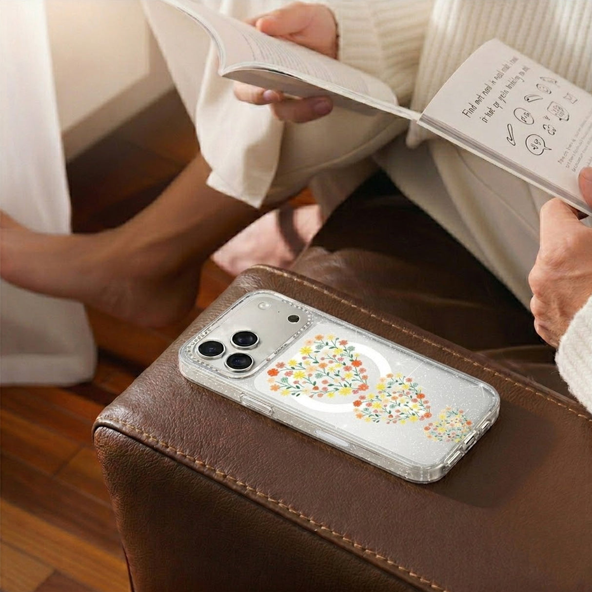 iPhone 17 Pro Deksel Blomstermønster MagSafe Hjerter