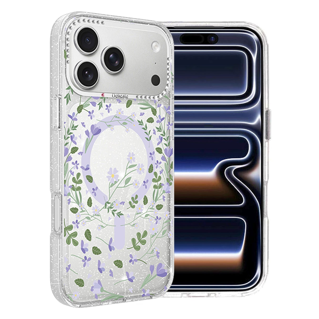 iPhone 17 Pro Deksel Blomstermønster MagSafe Lilla