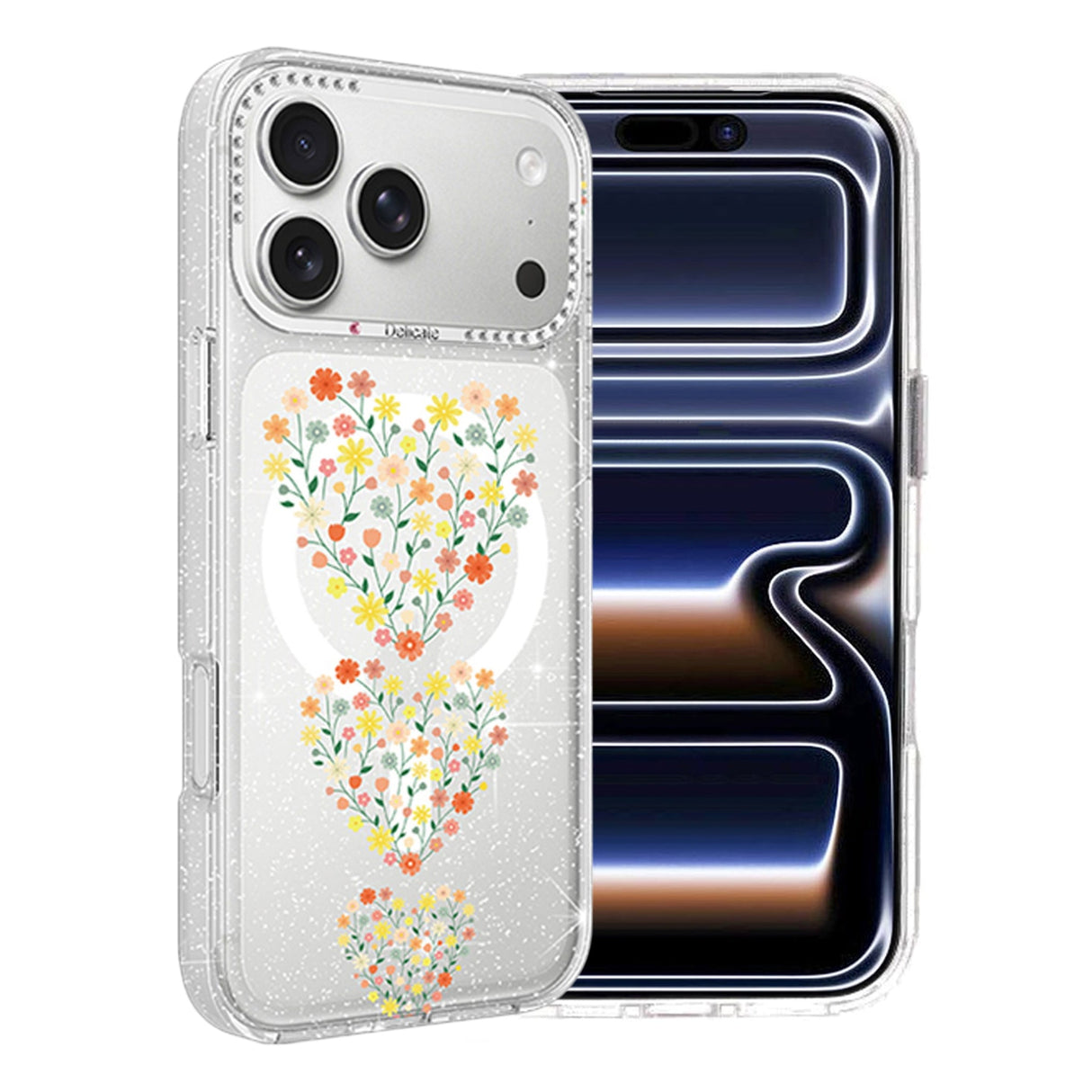 iPhone 17 Pro Max Deksel Blomstermønster MagSafe Hjerter