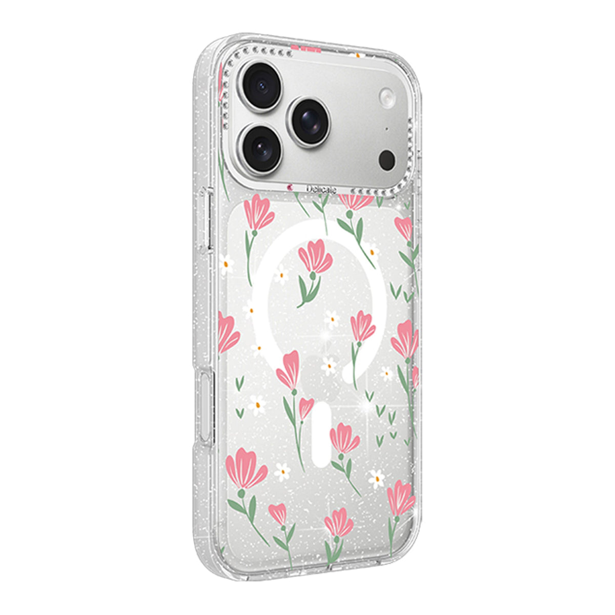 iPhone 17 Pro Max Deksel Blomstermønster MagSafe Rosa