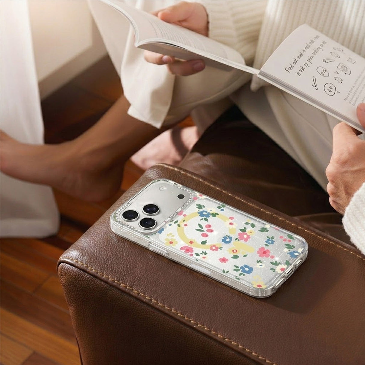 iPhone 17 Pro Max Deksel Blomstermønster MagSafe Gul