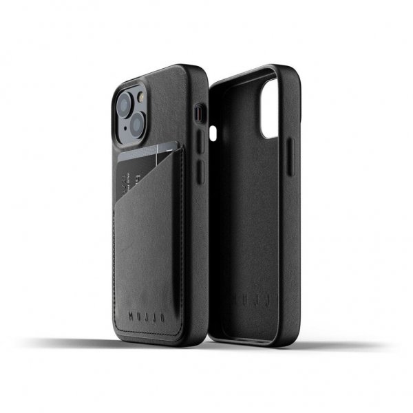 Mujjo iPhone 13 Mini Deksel Full Leather Wallet Case Svart