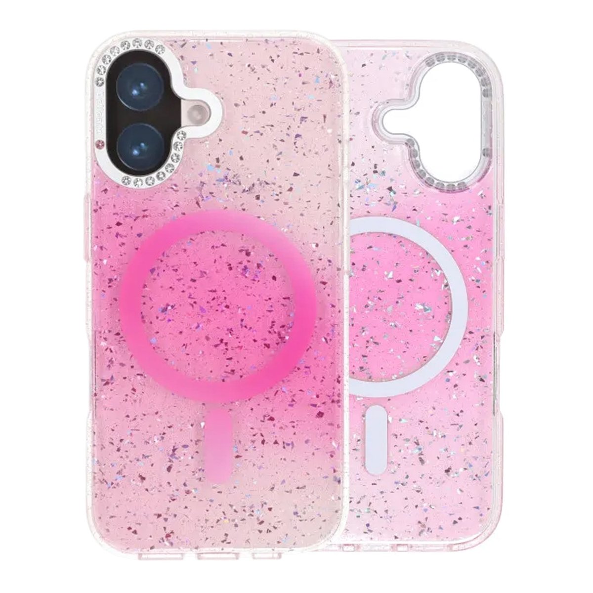 iPhone 17 Deksel Glitter Diamond MagSafe Rosa