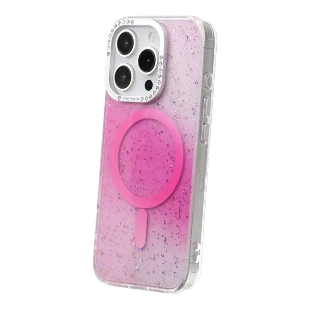 iPhone 16 Pro Deksel Glitter Diamond MagSafe Rosa