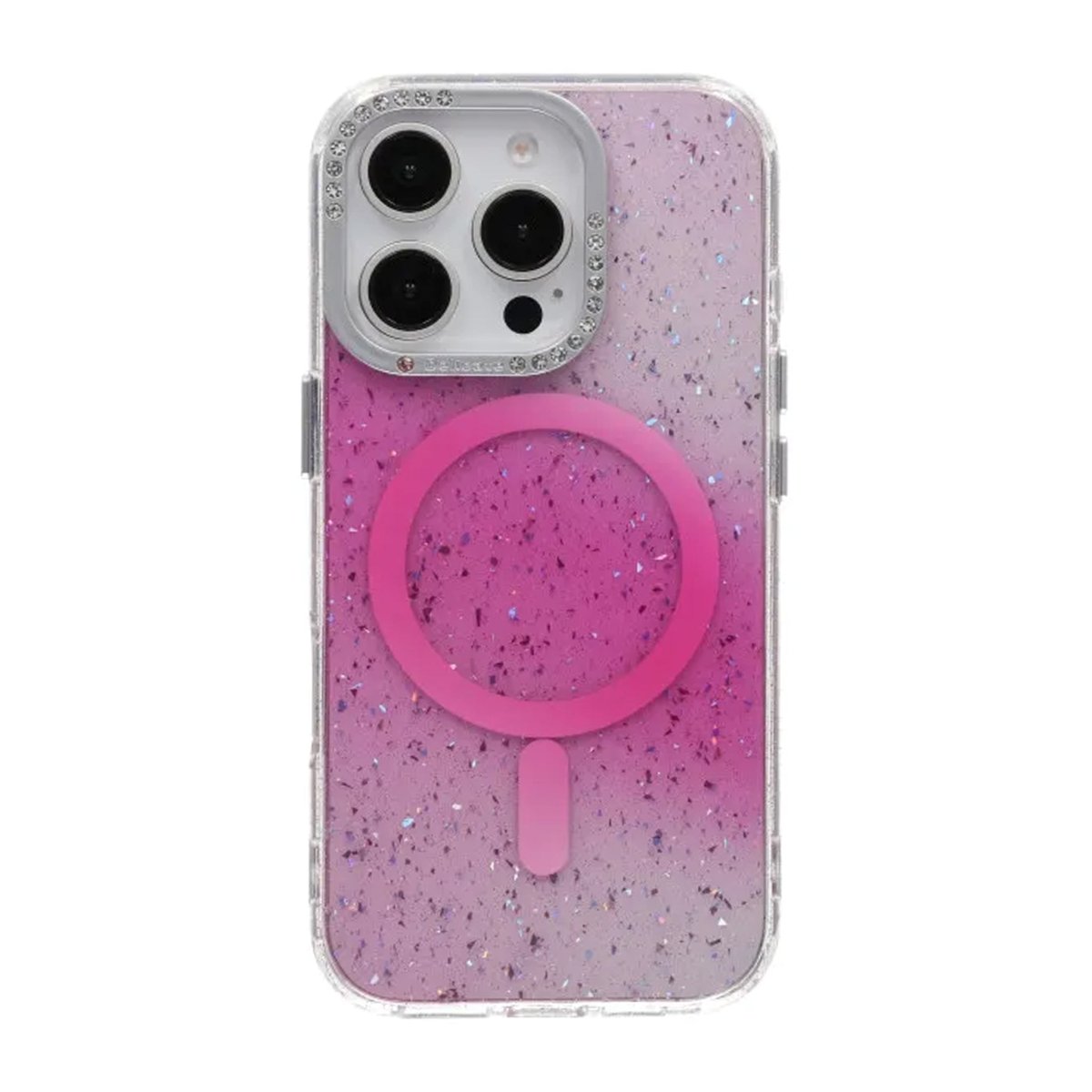 iPhone 16 Pro Deksel Glitter Diamond MagSafe Rosa