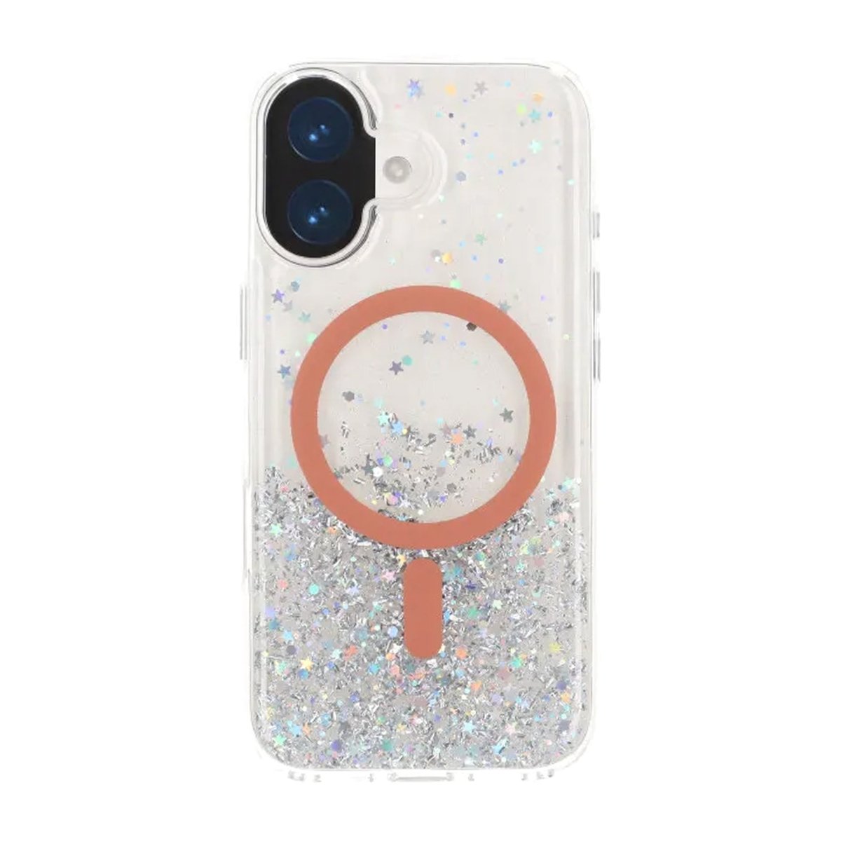 iPhone 17 Deksel Glitter Stjerner MagSafe Oransje