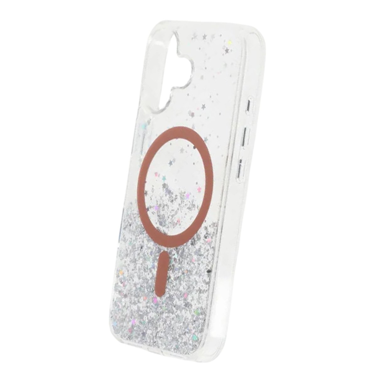 iPhone 17 Deksel Glitter Stjerner MagSafe Oransje