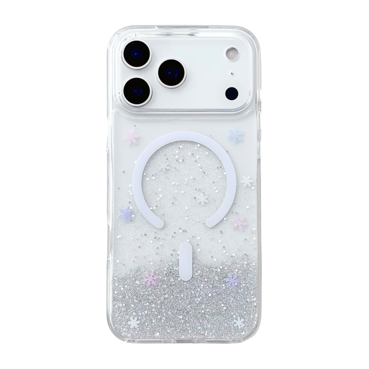 iPhone 17 Pro Max Deksel med glitter og stjerner, MagSafe, Sølv