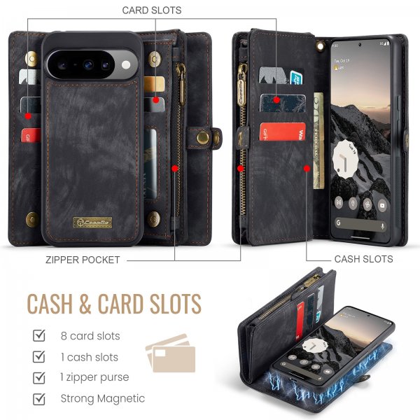 CaseMe Google Pixel 10/Pixel 10 Pro Etui 008 Series Avtakbart Deksel Svart