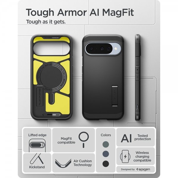 Spigen Google Pixel 10/Pixel 10 Pro Deksel Tough Armor MagFit Svart
