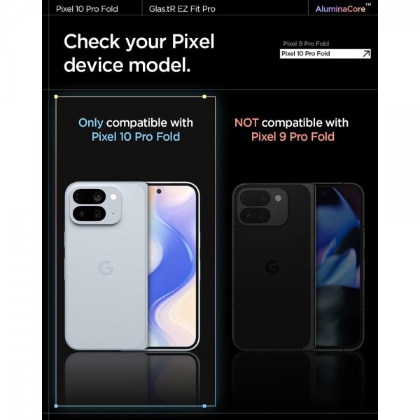 Spigen Google Pixel 10 Pro Fold Skjermbeskytter GLAS.tR EZ Fit Optik Pro 2-pakning