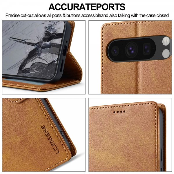 Lc.Imeeke Google Pixel 10 Pro XL Etui med Kortlomme stativfunksjon Lysebrun