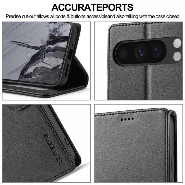 Lc.Imeeke Google Pixel 10 Pro XL Etui med Kortlomme stativfunksjon Svart