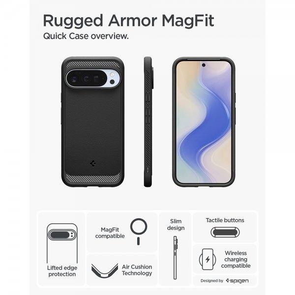 Spigen Google Pixel 10 Pro XL Deksel Rugged Armor MagFit Matte Black